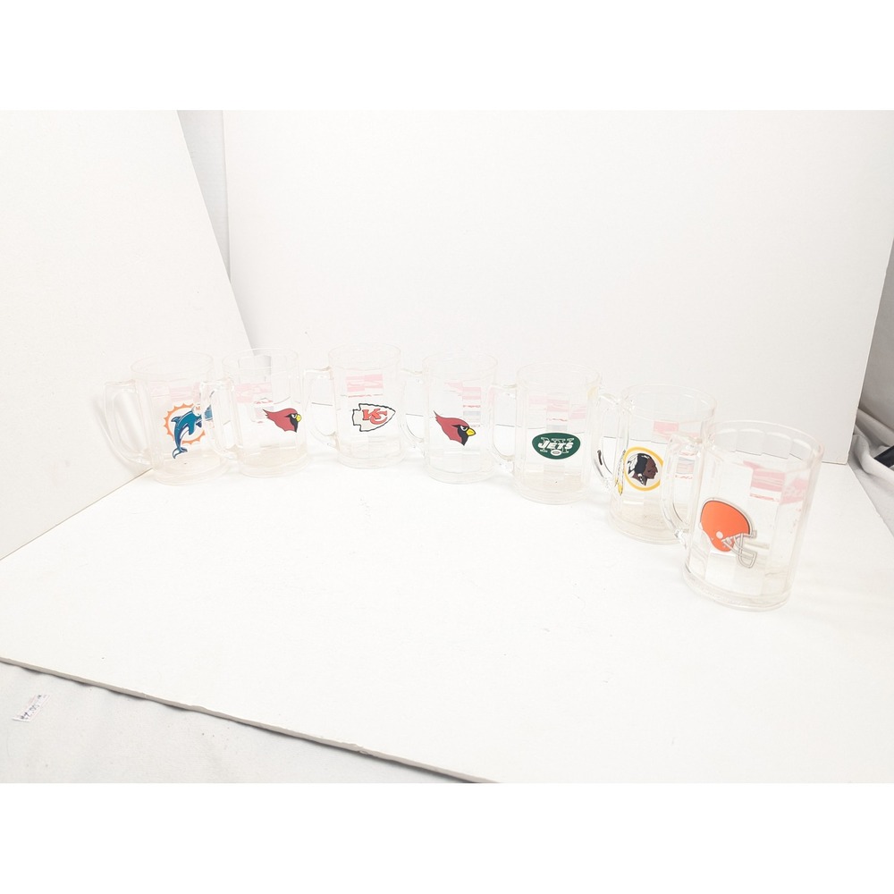 Vintage NFL Football Team Logo Plastic Mug Collection Dolphins Chiefs‎ Jets
